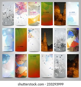 Big colored abstract banners set. Conceptual triangle design vector templates. Modern abstract banner design, business design and website templates.