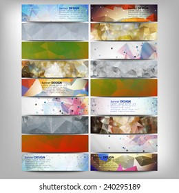 Big colored abstract banners set. Conceptual triangle design vector templates. Modern abstract banner design, business design and website templates.
