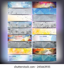 Big colored abstract banners set. Conceptual triangle design vector templates. Modern abstract banner design, business design and website templates.