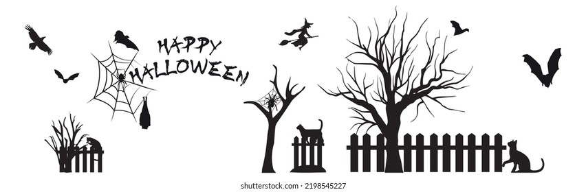 Big colored set with elements for the holiday Halloween - Vector illustration