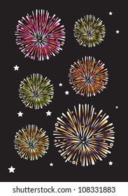 Big Colorful fireworks in vector.