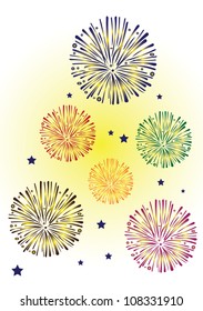 Big Colorful fireworks in vector.