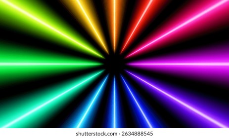 Big Colorful Light Trails, Long Time Exposure Motion Blur Effect, Vector Illustration