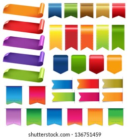 Big Colorful Ribbons And Design Elements, Isolated On White Background