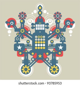 Big colorful robot #2. Vector illustration of monster.