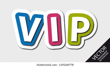 Big Colorful VIP Letters With Shadows - Vector Illustration - Isolated On Transparent Background