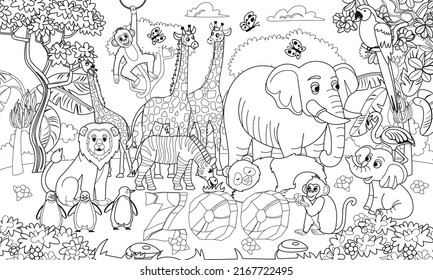 Big Coloring Book Zoo Animals Stone Stock Vector (Royalty Free ...