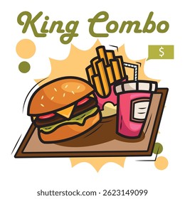 Gran combo de hamburguesas. Ilustración vectorial