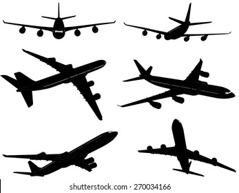 big commercial airplane silhouettes