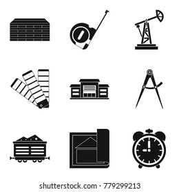 Big company icons set. Simple set of 9 big company vector icons for web isolated on white background
