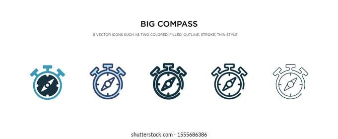 big compass icon in different style vector illustration. two colored and black big compass vector icons designed in filled, outline, line and stroke style can be used for web, mobile, ui