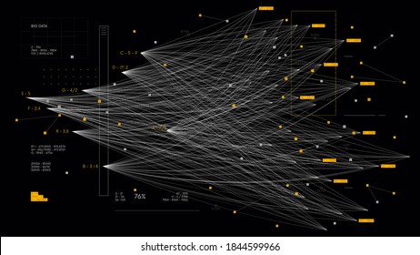 Big complex data neural network, information data visualization concept, business analytics, technology background