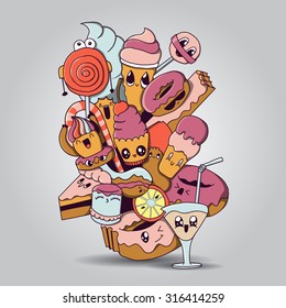Big composition of doodle elements for yours cards, postcards, brochures and posters