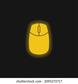 Big Computer Mouse yellow glowing neon icon