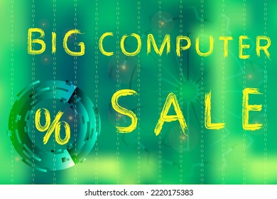 Gran venta de cuadernillos con pincel sobre fondo verde amarillo, imagen vectorial