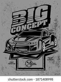 big concept, illustration of a custom engine car