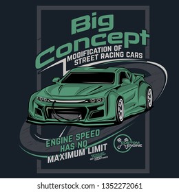 big concept modification, vector car illustration