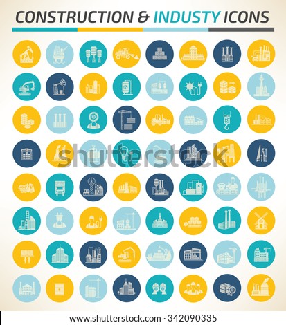 Big Construction and industry icons,vector