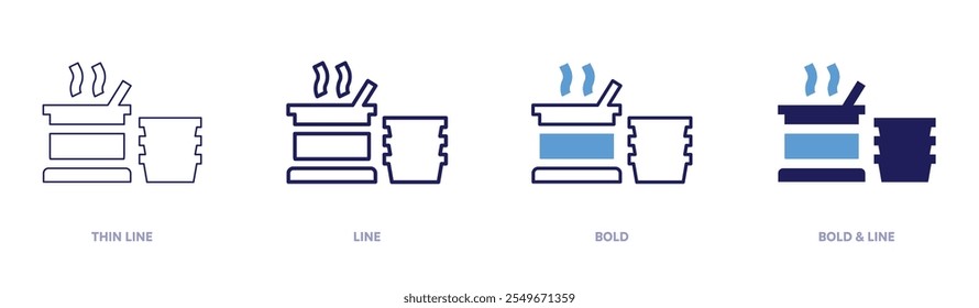 Big cooking pot icon in 4 different styles. Thin Line, Line, Bold, and Bold Line. Duotone style. Editable stroke.