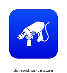 Big corded drill icon blue vector isolated on white background