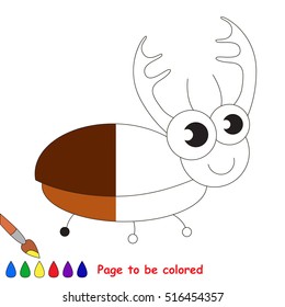 Big corn beetle to be colored, to educate preschool with easy kid educational gaming and primary education of simple game level.