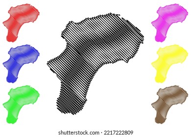 Big Corn island (Republic of Nicaragua, Cenrtal America, Caribbean islands) map vector illustration, scribble sketch Corn map