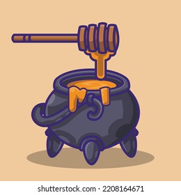 a big couldron filled with honey