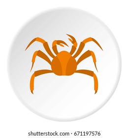 Big crab icon in flat circle isolated vector illustration for web
