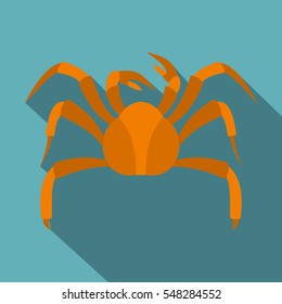 Big crab icon. Flat illustration of big crab vector icon for web isolated on baby blue background