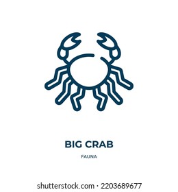 Big crab icon. Linear vector illustration from fauna collection. Outline big crab icon vector. Thin line symbol for use on web and mobile apps, logo, print media.