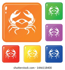 Big crab icons set collection vector 6 color isolated on white background