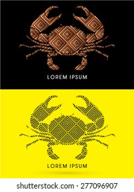Big Crab and big pincers, designed using  line geometric shape, graphic vector.