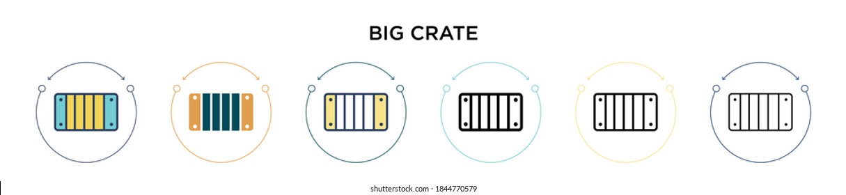 Große Kiste Icon in gefüllt, dünne Linie, Umriss und Strich Stil. Vektorgrafik von zwei farbigen und schwarzen Vektorgrafiken-Designs mit großen Kratzen kann für mobile, iPhone-, web-basierte