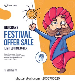 Big crazy festival offer sale banner design template.