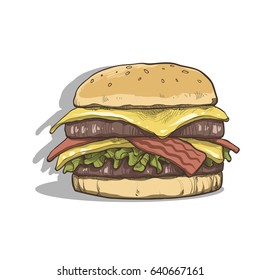 Big creative cheeseburger design. Vector illustration