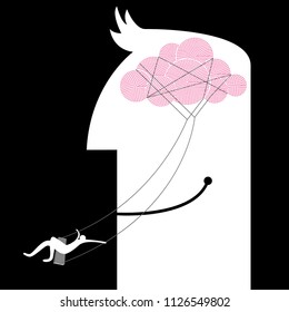 Big creative concept, brainstorming design, the background is black.
