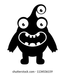 
A big creature with unusual face having three eyes and bulky body characterizing alien monster 
