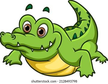 Big Crocodile Crawling Happy Expression Illustration Stock Vector ...