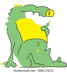 Big Crocodile Falling To The Ground Vector
