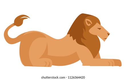 big crouched lion