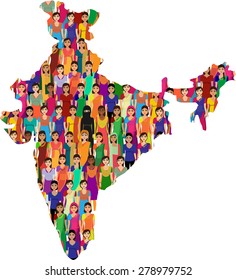 Big Crowd Of Indian Women Vector Avatars Detailed Illustration - Indian Woman Representing Different States/religions Of India.