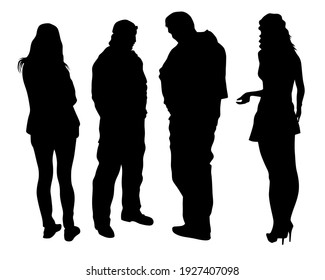 Big crowds people on street. Isolated silhouette on a white background