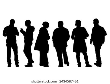 Big crowds people walking on white background