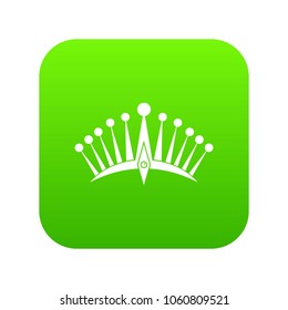 Big crown icon digital green for any design isolated on white vector illustration