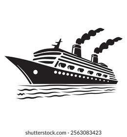 
Big cruise ship clip art. Flat monochrome vector illustration	