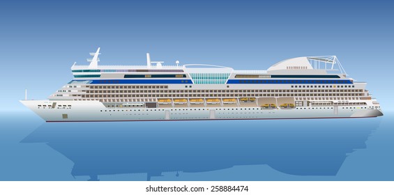 Big cruise ship on gradient background. EPS 10 format.