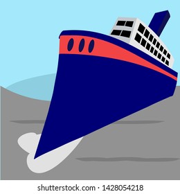 Big Cruise Ship Sailing Through The Sea Vector Illustration