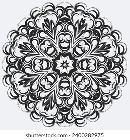 Big crystal snowflake in black colors on white background. vector file.