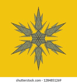 Big crystal snowflake in flat style on transparent background. Christmas ornament