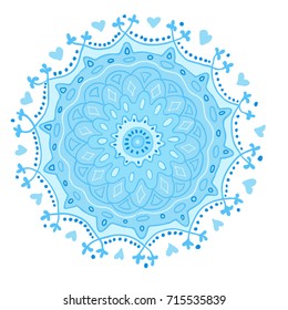 Big crystal snowflake in light blue colors. Vector illustration, Christmass snowflake